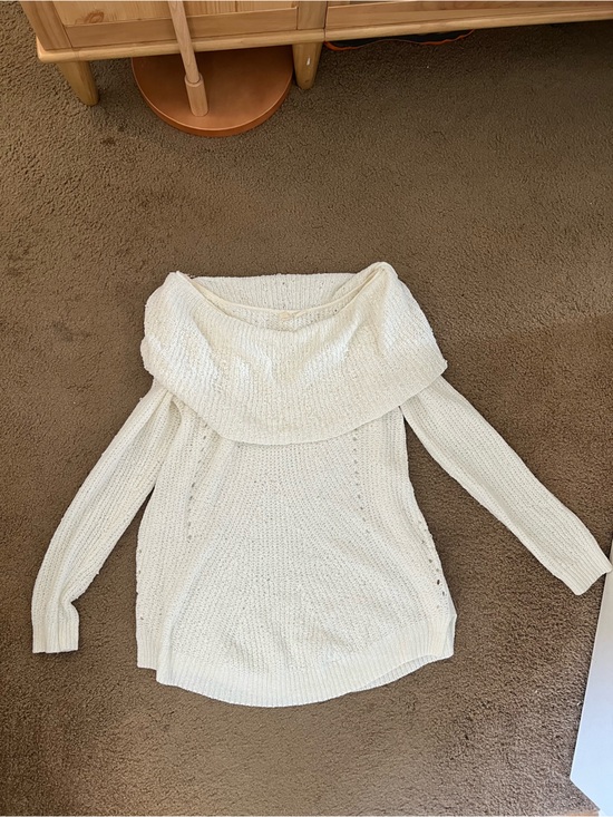 Anthropologie Sweaters - Anthropologie Off-the-Shoulder Cream Knit Sweater